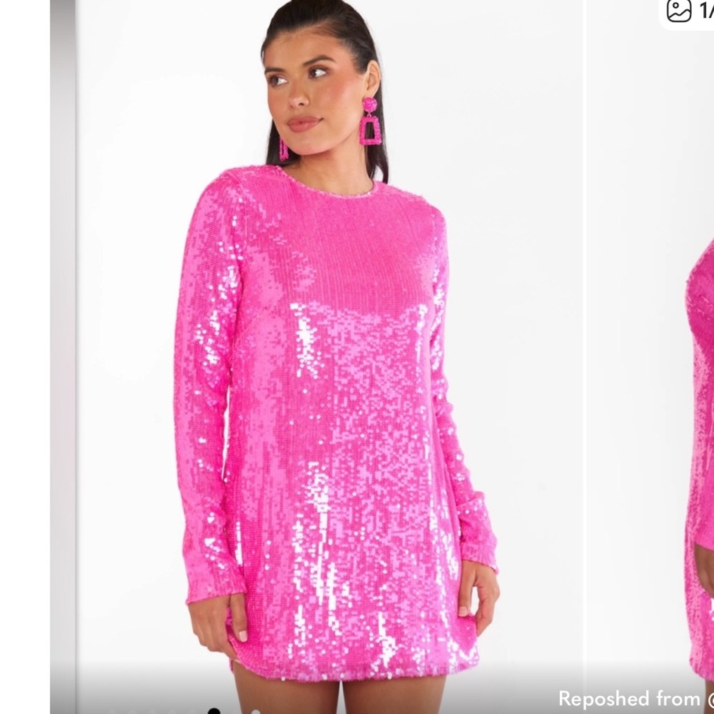 Show me your mumu Pink Sequin Long Sleeve Dress - Picture 2 of 5